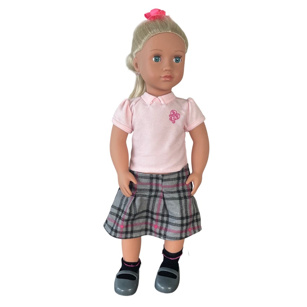 Our Generation Hally 18‎ inch School Doll Blonde Hair Blue Eyes Pink Polo Outfit